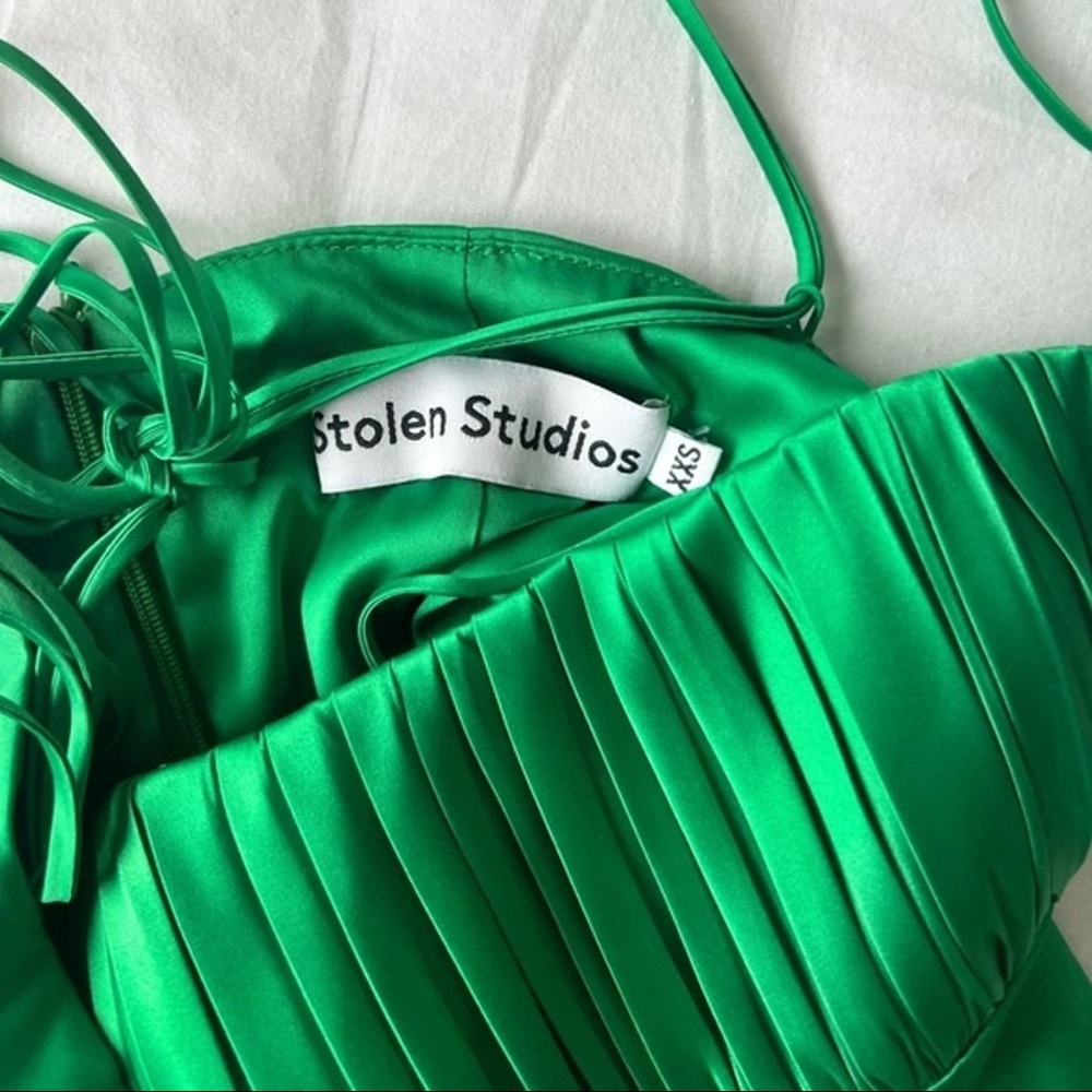 Stolen Studios Slip Silk Dress Emerald Green XXS